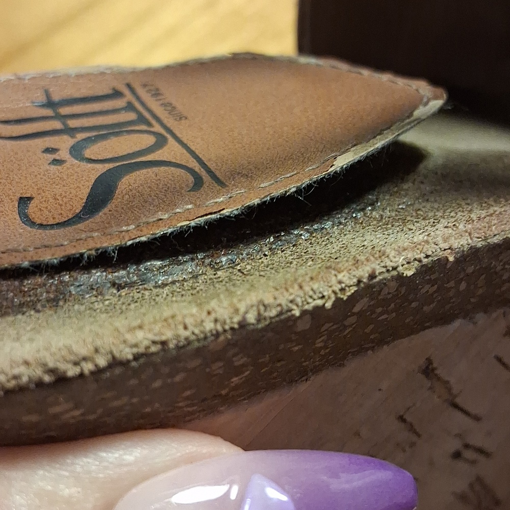 Sofft Women’s Brown Leather-Look Strappy Wedge Sandals 7.5 - Picture 9 of 17